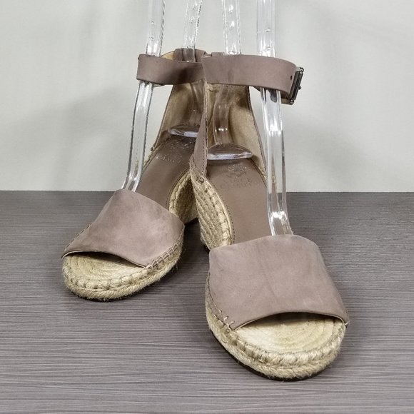 Vince Camuto Leera Espadrille Wedge Sandal Taupe Leather, Womens Size 6.5 M / 37 - Picture 4 of 10